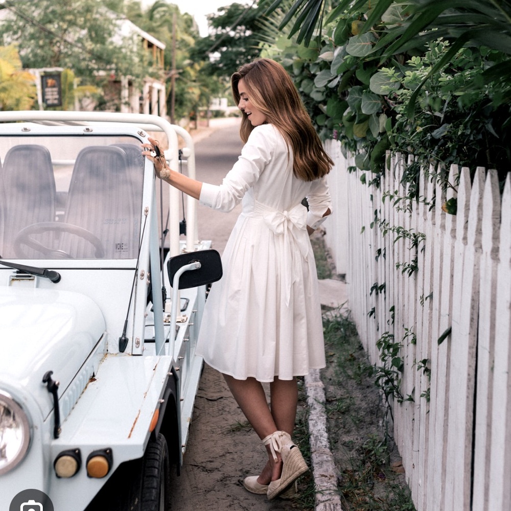Gal Meets Glam White Cotton Bow Midi Dress
